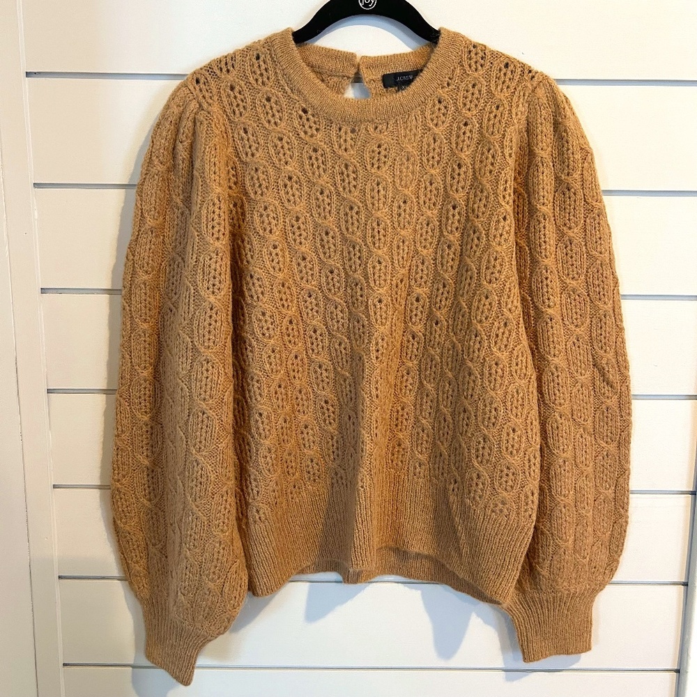 NWT JCrew Balloon Sleeve Cable Knit Sweater Size XL